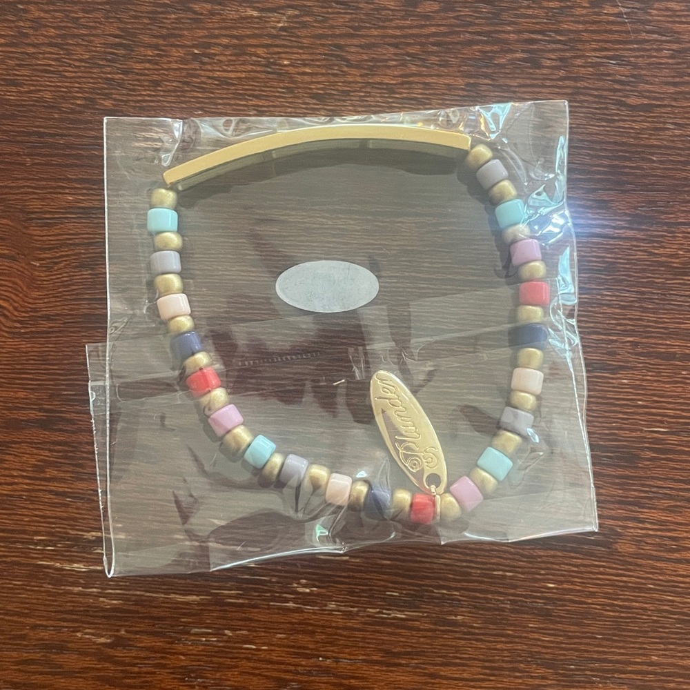 Plunder Multicolor Bead Bracelet w/Gold Engravable Rectangular Plate. New in bag - Picture 5 of 5